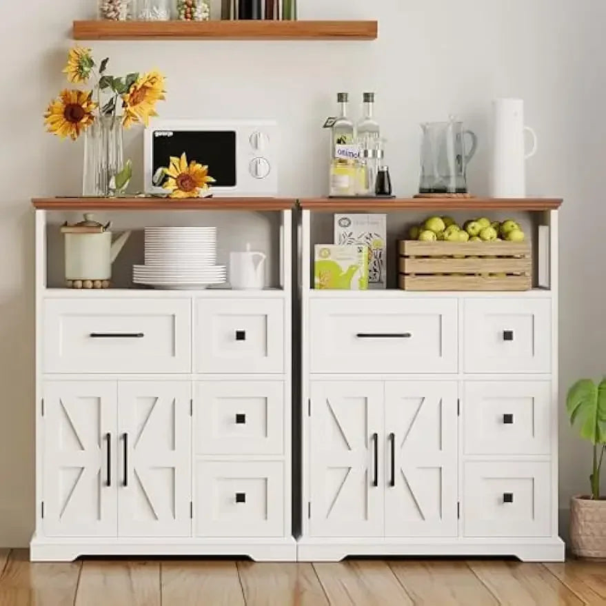 Farmhouse Bathroom Storage Cabinet With Four Drawers And Shelves