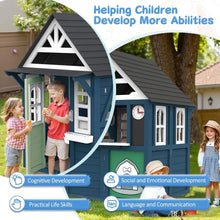 Playhouse Outdoor,Wooden Play House Playset, Large, Sturdy, Realistic Design with Kitchen, Doorbell, Customized
