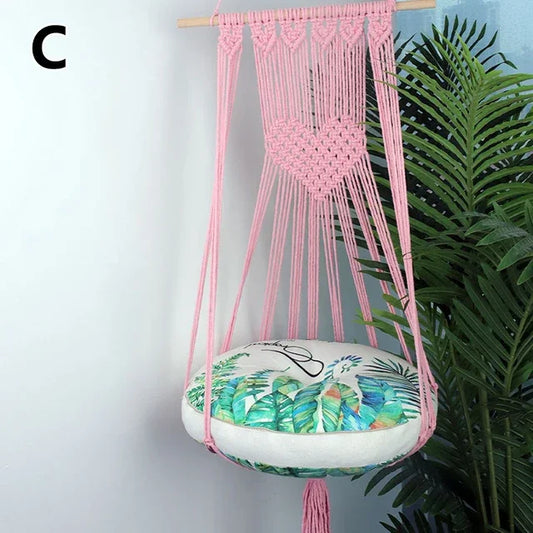 LEZIZI Handwoven Cotton Tapestry Pet Hammock Swing Bed Macrame