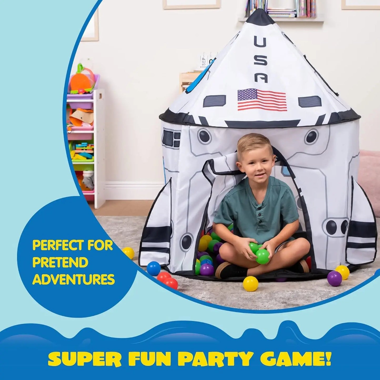 Joyfy Rocket Ship Play Tent For Kids Indoor Outdoor