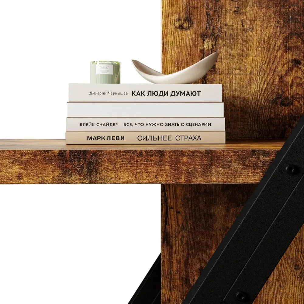 5 Tier Bookshelf, Display Bookshelf with 30mmThickened Board, 47.2 Inch Straight Wide Bookcase with Metal Frame and Woode