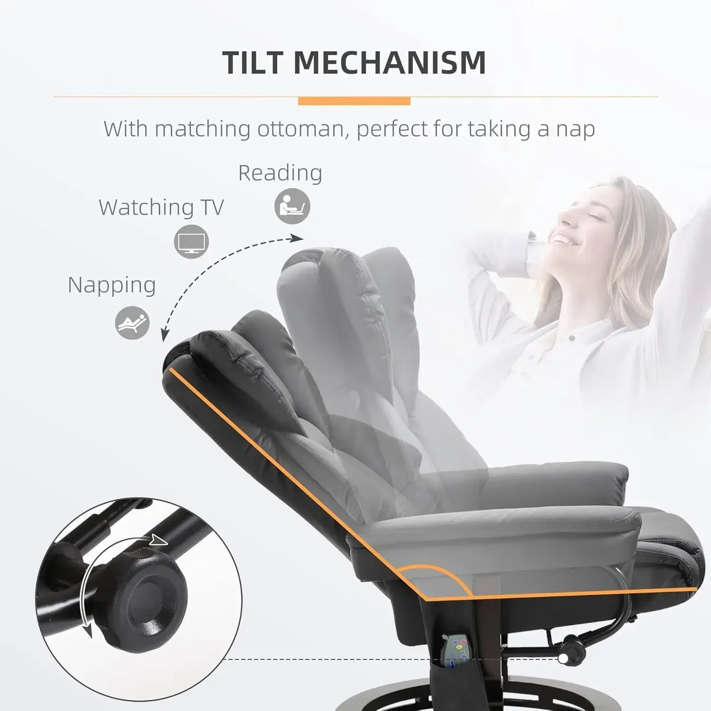 BestsellerMassage Recliner Chair with Ottoman Footrest, 10 Vibration Points, 360° Swivel Reclining Chair, Faux Leather Living Ro