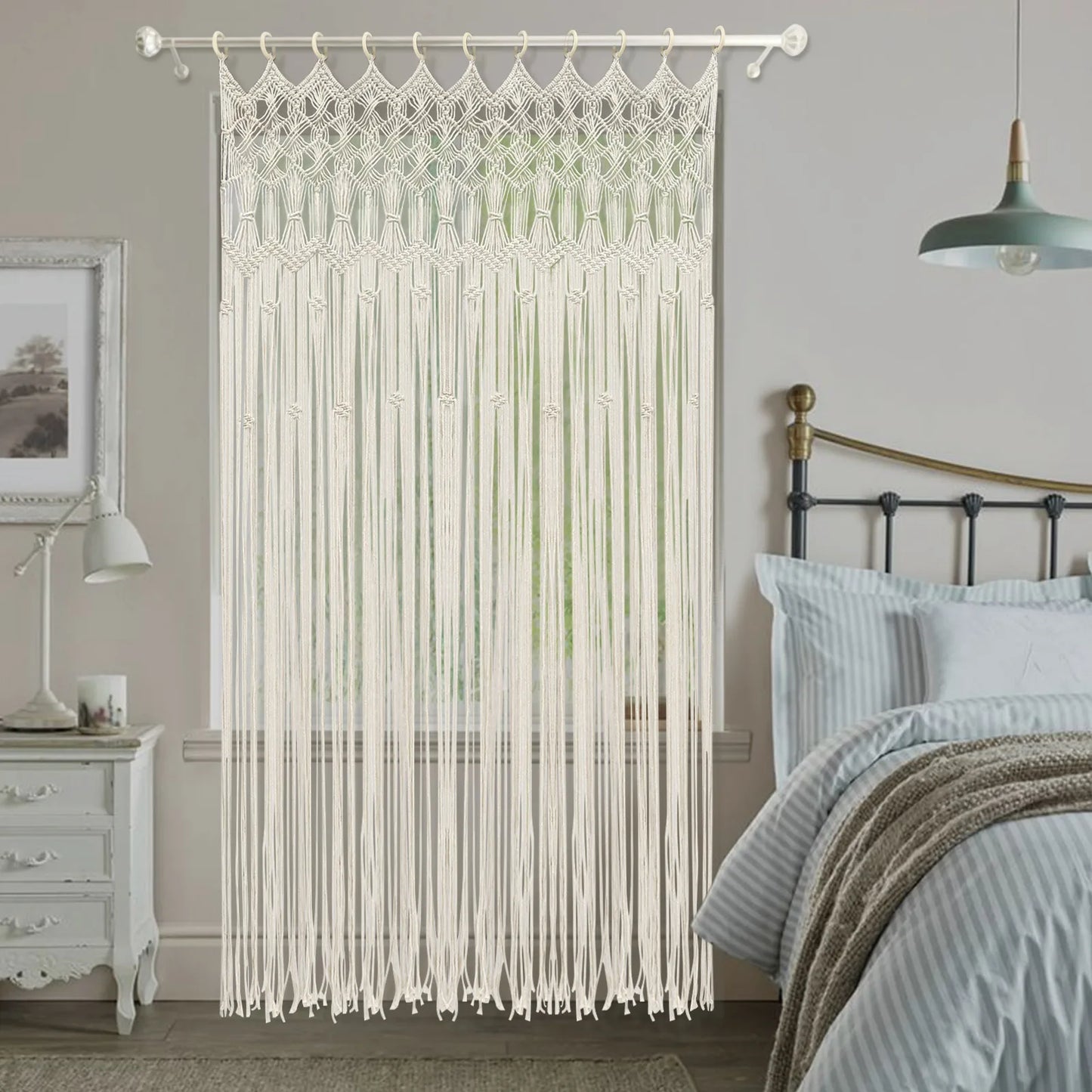 Bohemian Woven Curtain Cotton Linen For Living Room Unlined Washable