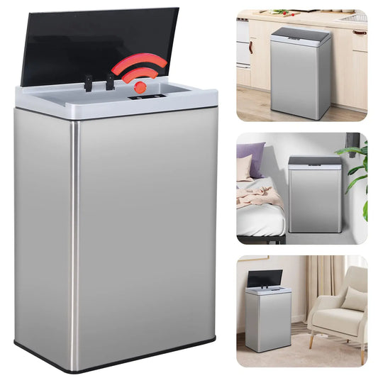 Touch Free Trash Can 13.2 Gallon Kitchen Garbage Cans with Motion Sensor 50 Liter High Capacity Stainless Steel, Customized