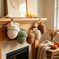 Crochet Pumpkin Garland Fall Harvest Knitted Banner for Mantel Decor
