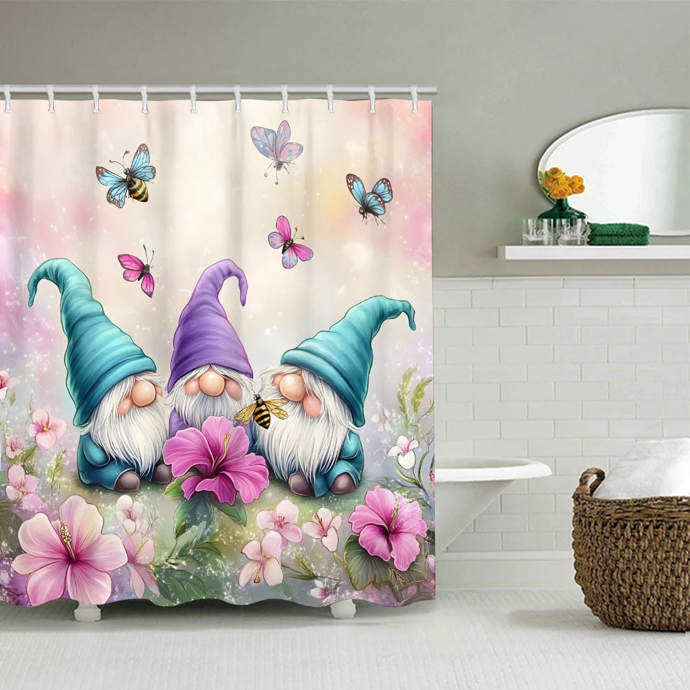 Dwarf Bathroom Four Piece Set Avant Garde Waterproof Shower Curtain