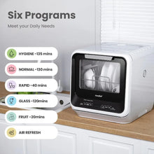 Portable Mini Dishwasher Countertop 5L Built-in Water Tank for Apartments RVs No Hookup Needed 6 Programs 360 Dual Spray 162 Hi