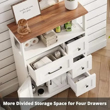 Farmhouse Bathroom Storage Cabinet With Four Drawers And Shelves