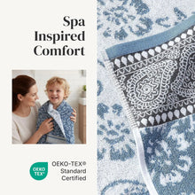6-Piece Jacquard Towel Set: 2 Bath, 2 Hand, 2 Washcloths in Ophelia Blue - Modern Threads