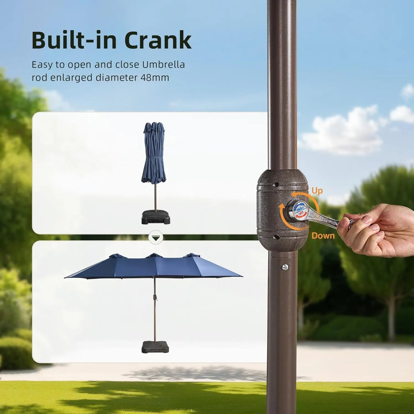 15 ft Large Patio Umbrella with Color Changing Lights,UPF50 Outdoor Table Umbrella with Solar Lights and, Customized