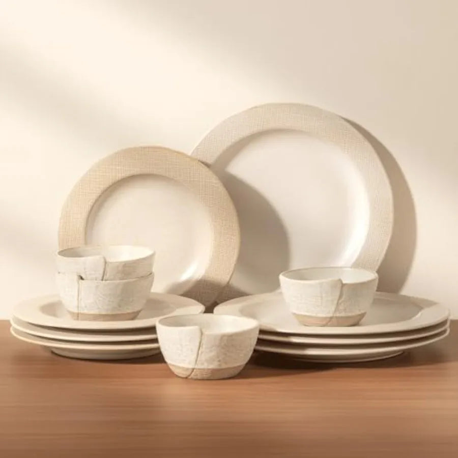 Dinnerware sets plates and bowls sets modern platesCeramic Dinnerware Sets 12 Pieces Porcelain Lightweight Plates Scratch Resis
