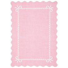 Scalloped Bow Rug for Living Room, Solid Pink Rug for Dorm, Washable Rugs 5x7 Soft Low Pile Non Slip Scalloped Rugs for Nursery