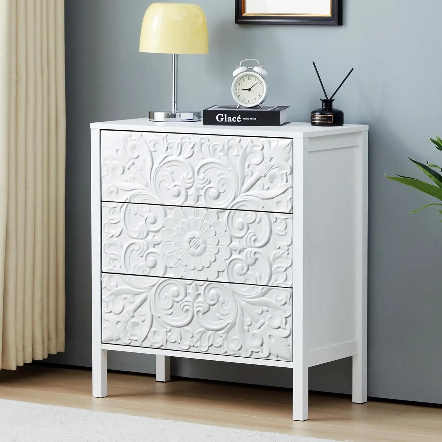 3 Drawer Dresser Vintage French Chest of Drawers for Storage