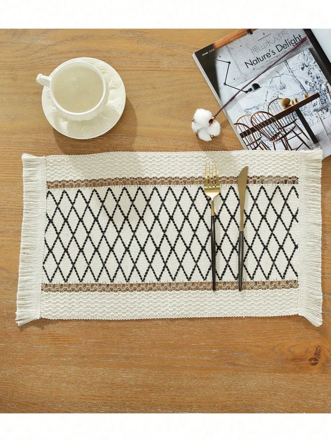 1/4/8pcs Linen Placemats, Placemats Rustic Hemstitch Place Mats For Kitchen Table