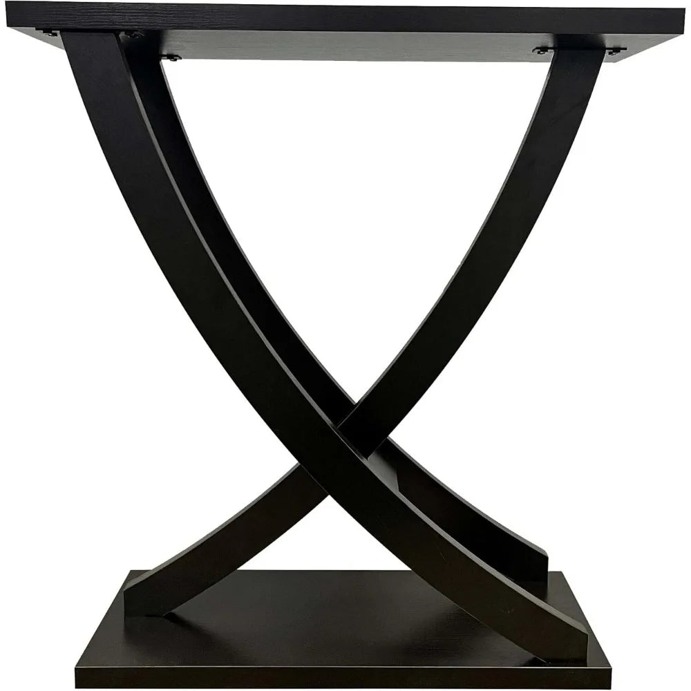 Wood Narrow Console Entryway Table With Curved Intersecting Legs