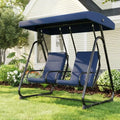 2 Person Outdoor Swing Chair Adjustable Canopy, Heavy Duty Porch Glider, Removable Cushions, Patio Swing For Garden Poolside