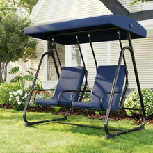 2 Person Outdoor Swing Chair Adjustable Canopy, Heavy Duty Porch Glider, Removable Cushions, Patio Swing For Garden Poolside