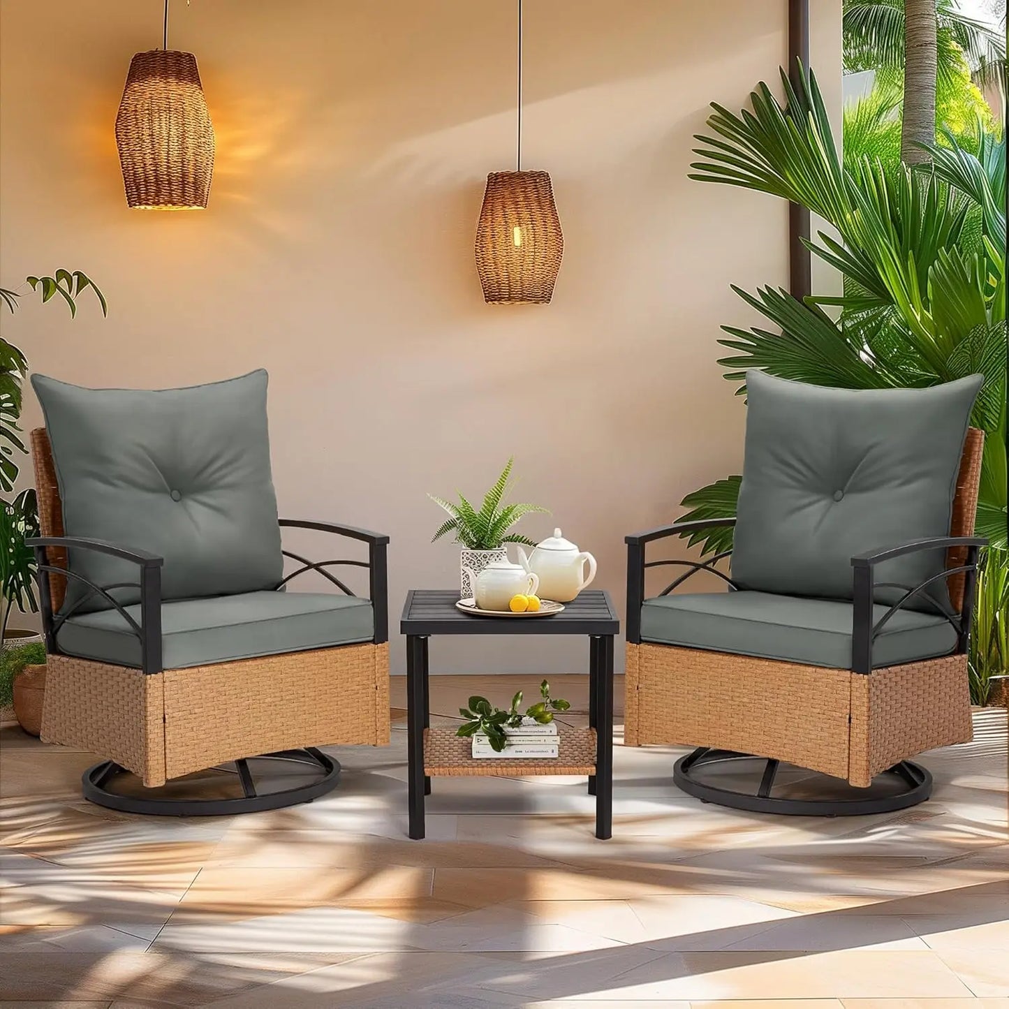 XIAOLANG Patio Furniture Set Outdoor Rocker Chairs with Cushions