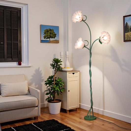 Retro 3-Head Flower Floor Lamp 3-Color Dimmable Elegant Accent