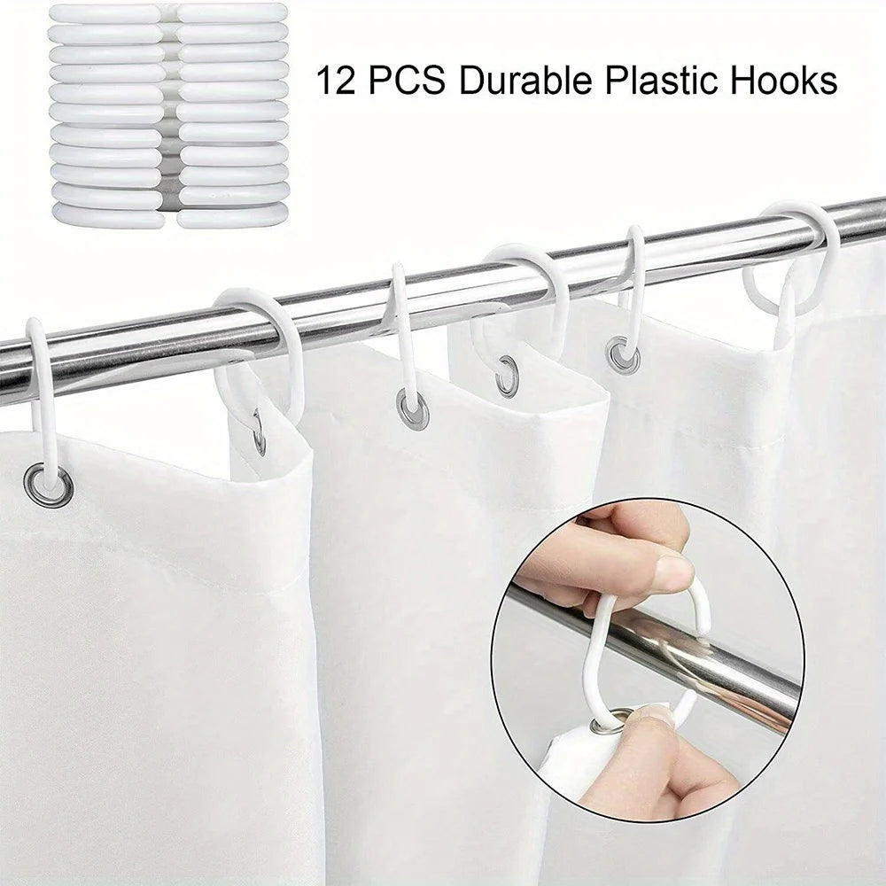 Pink Floral Branch Shower Curtain with Hooks Polyester Machine Washable Bathroom Decor multiple sizes All Season Use