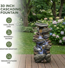 Outdoor Water Fountain Large - Stone Fountains with LED Light for Patio Yard Garden Backyard Decking Outdoor or Entryway Decor 3