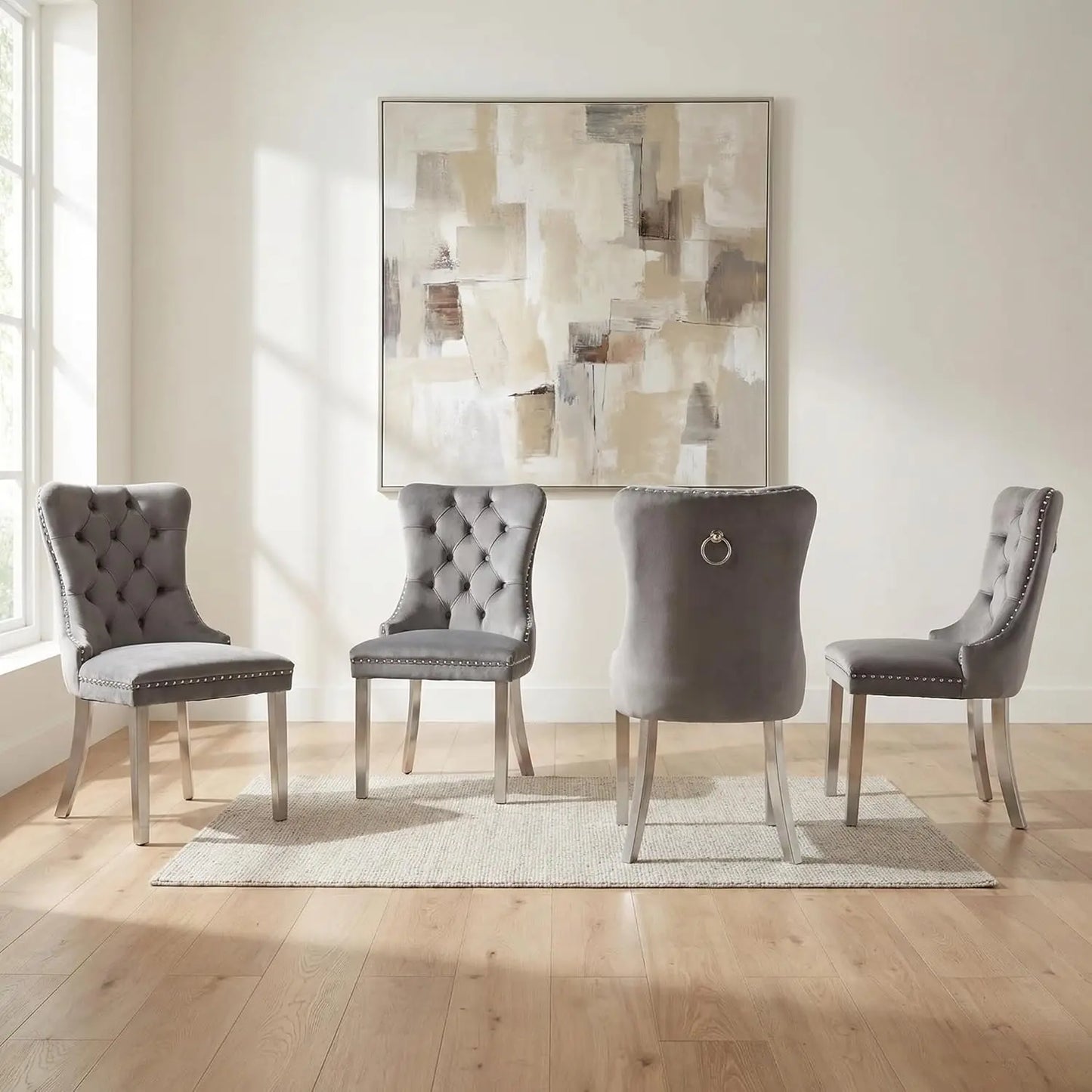 Modern Tufted Upholstered Dining Chairs Set of 4, Olive Green Velvet Dining Room Chair with Metal Legs, Sillas de, Customized