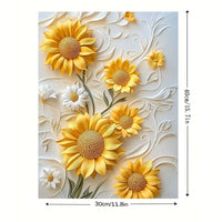 Sunflower 3D Relief Canvas Art With Wood Frame Living Room