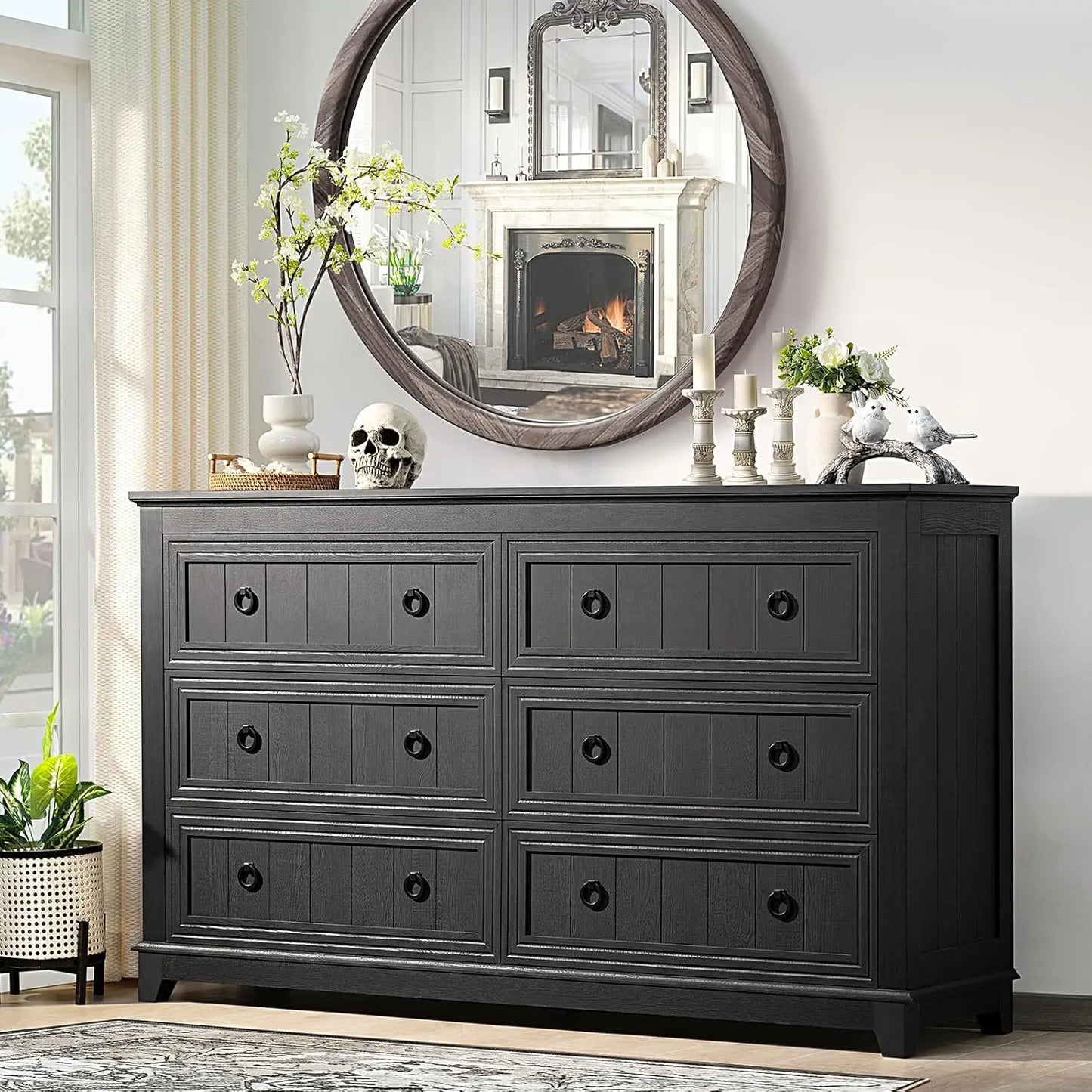 Bedroom Dresser and Nightstand Sets 4 Piece,18" Nightstands Set of 2, 54" Wide Furniture Dressers for Bedroom,Living Room, Black