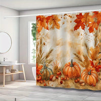 Autumn Leaves Shower Curtain With Rustic Maple Design Washable Polyester