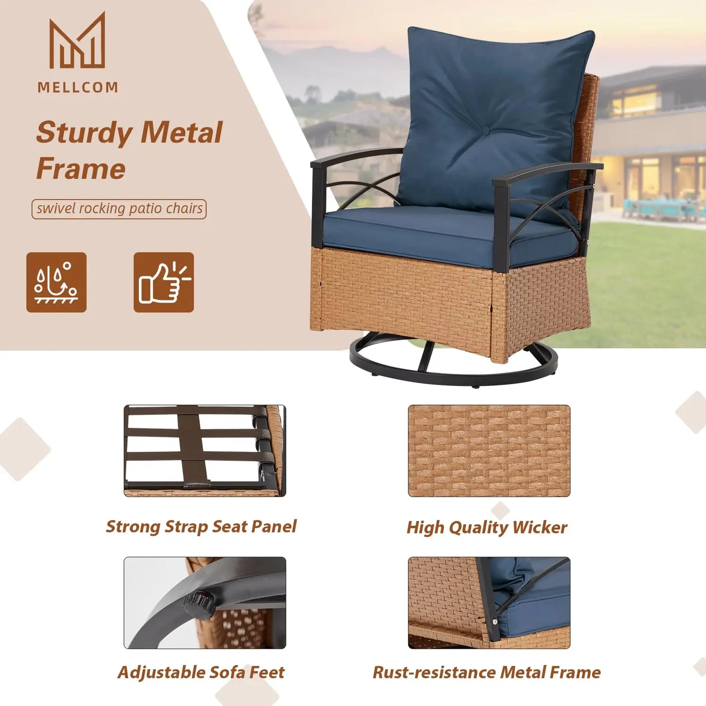 XIAOLANG Patio Furniture Set Outdoor Rocker Chairs with Cushions