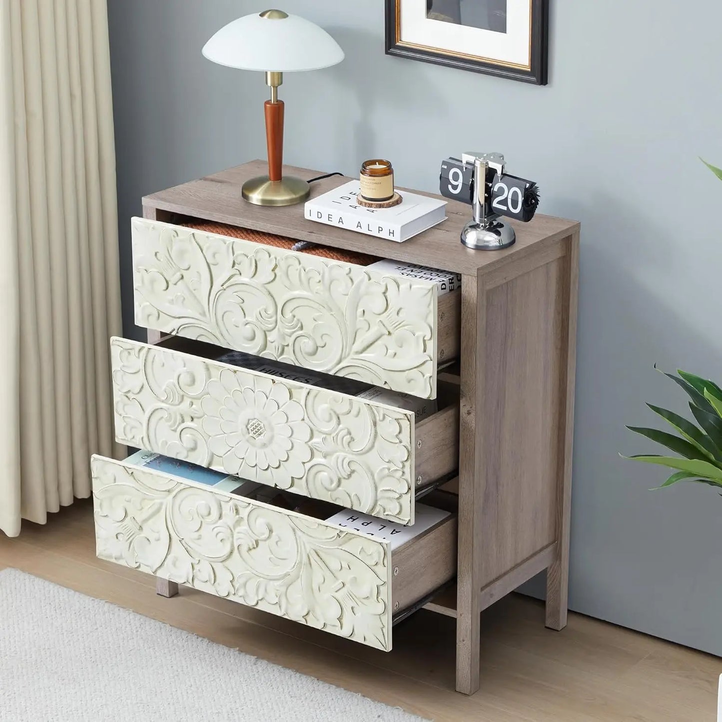 3 Drawer Dresser Vintage French Chest of Drawers for Storage