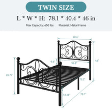 Kids Platform Bed Frame Metal With Butterfly Pattern Headboard Footboard