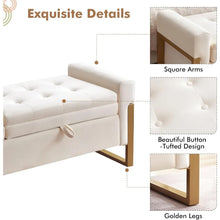 Velvet Storage Bench With Golden Legs For Bedroom Storage