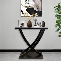 Wood Narrow Console Entryway Table With Curved Intersecting Legs