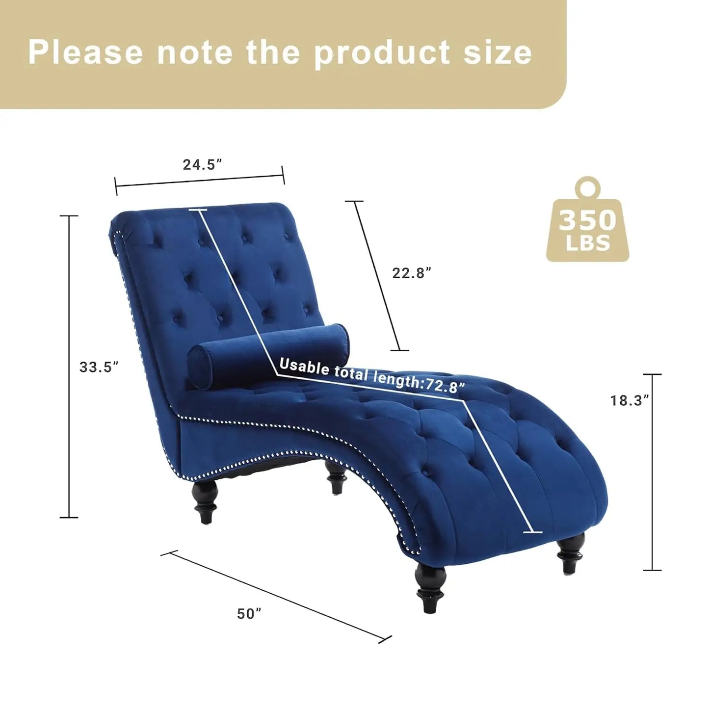 Velvet Chaise Lounge Upholstered Chair With Pillow For Living Room