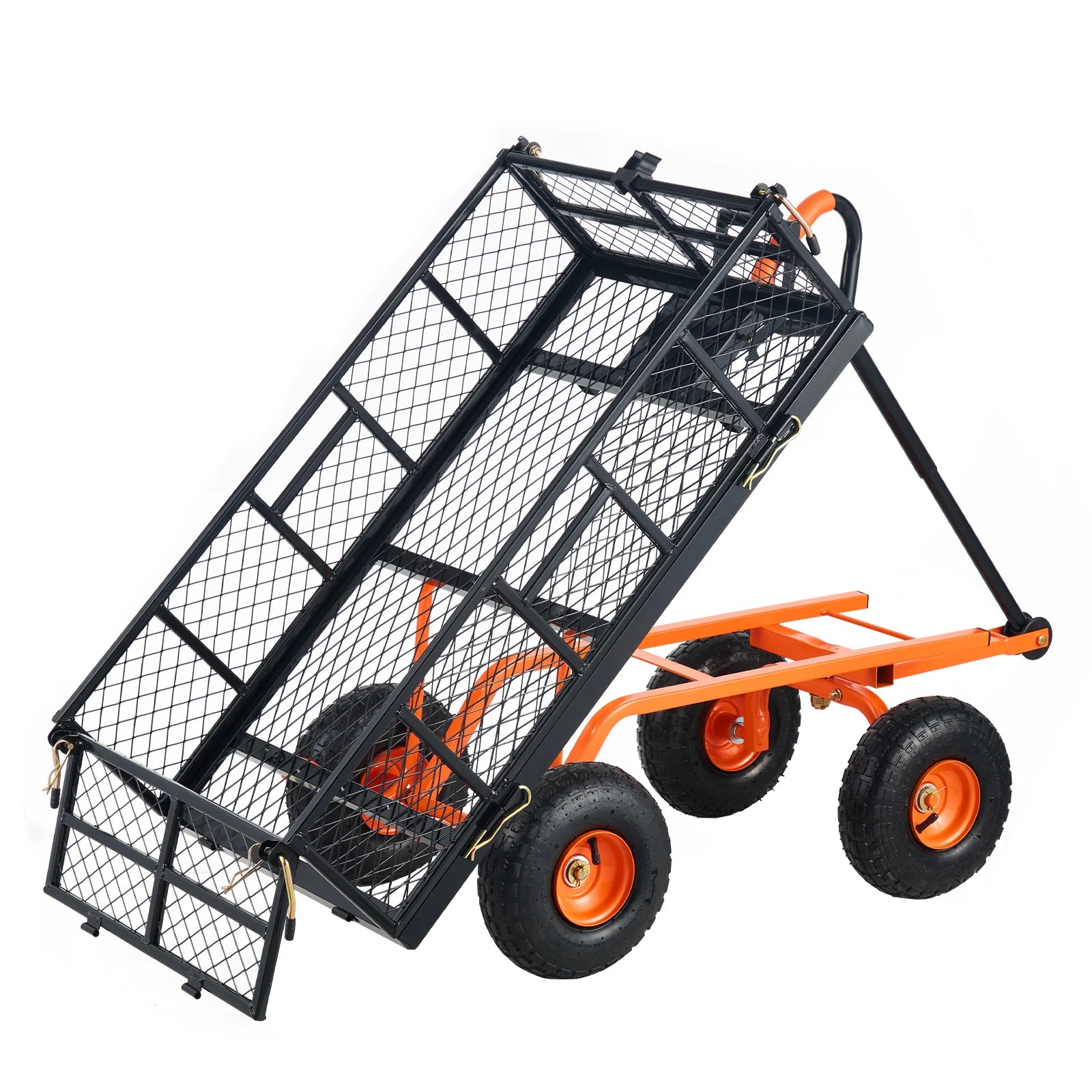Durable steel wheelbarrow with pneumatic tire