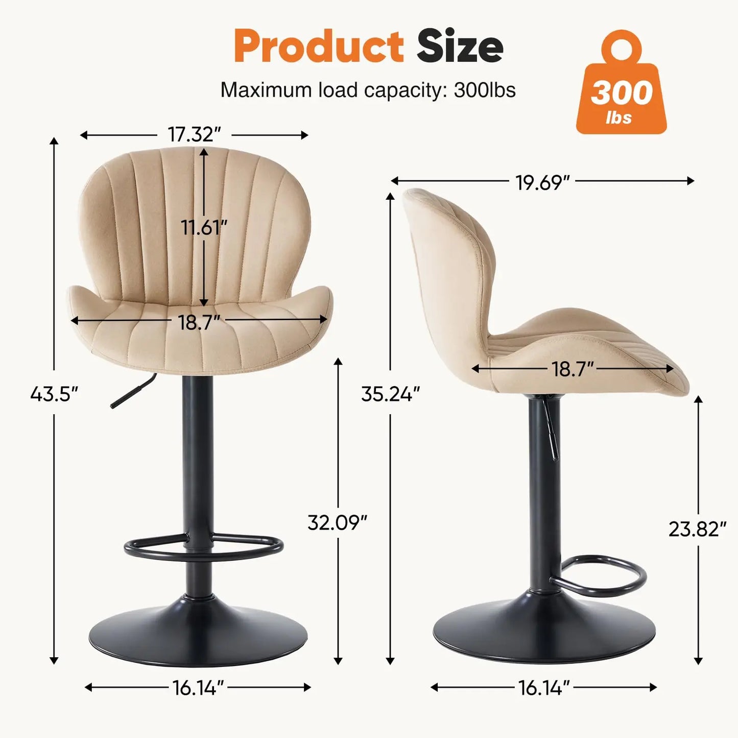 JHK Ergonomic Modern 360 Swivel Dining Chairs Set of 2