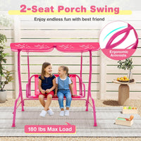 Toddler Porch Swing Chair With Adjustable Canopy And Safety Belts