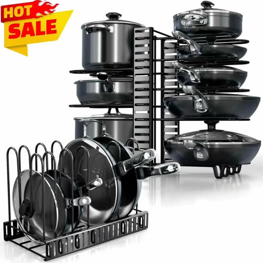 Adjustable 8-Tier Pot Pan Organizer Rack for Kitchen Cabinet Storage 3 DIY Methods to Arrange Your Pots And Pans Efficiently