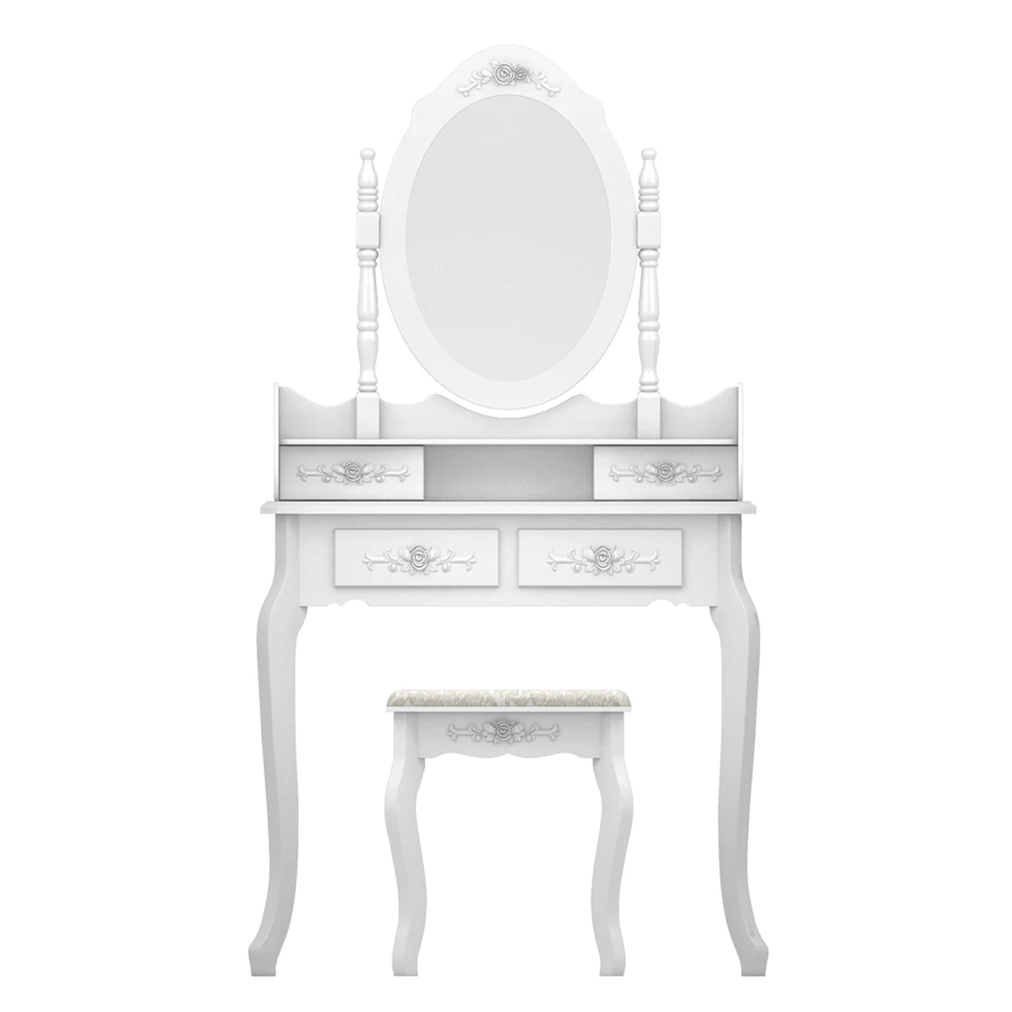 Modern Concise 4-Drawer Dresser With 360-Degree Rotating Removable Mirror