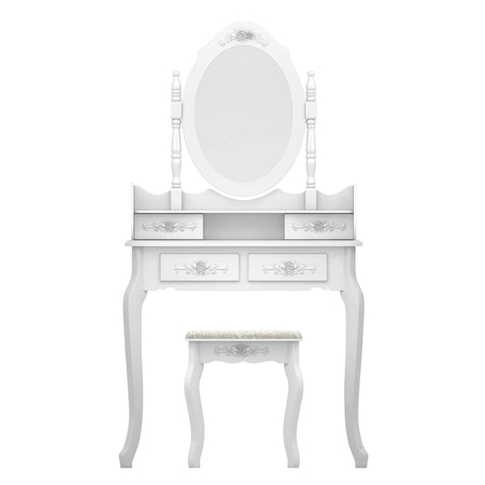 Modern Concise 4-Drawer Dresser With 360-Degree Rotating Removable Mirror