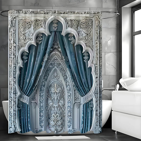 Arches Geometric Polyester Shower Curtain With Hooks