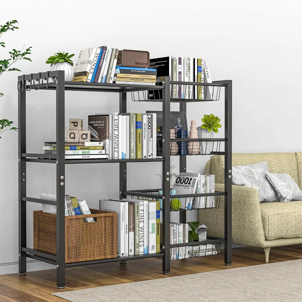 Three Shelf Kitchen Storage Rack With Steel Mesh Baskets