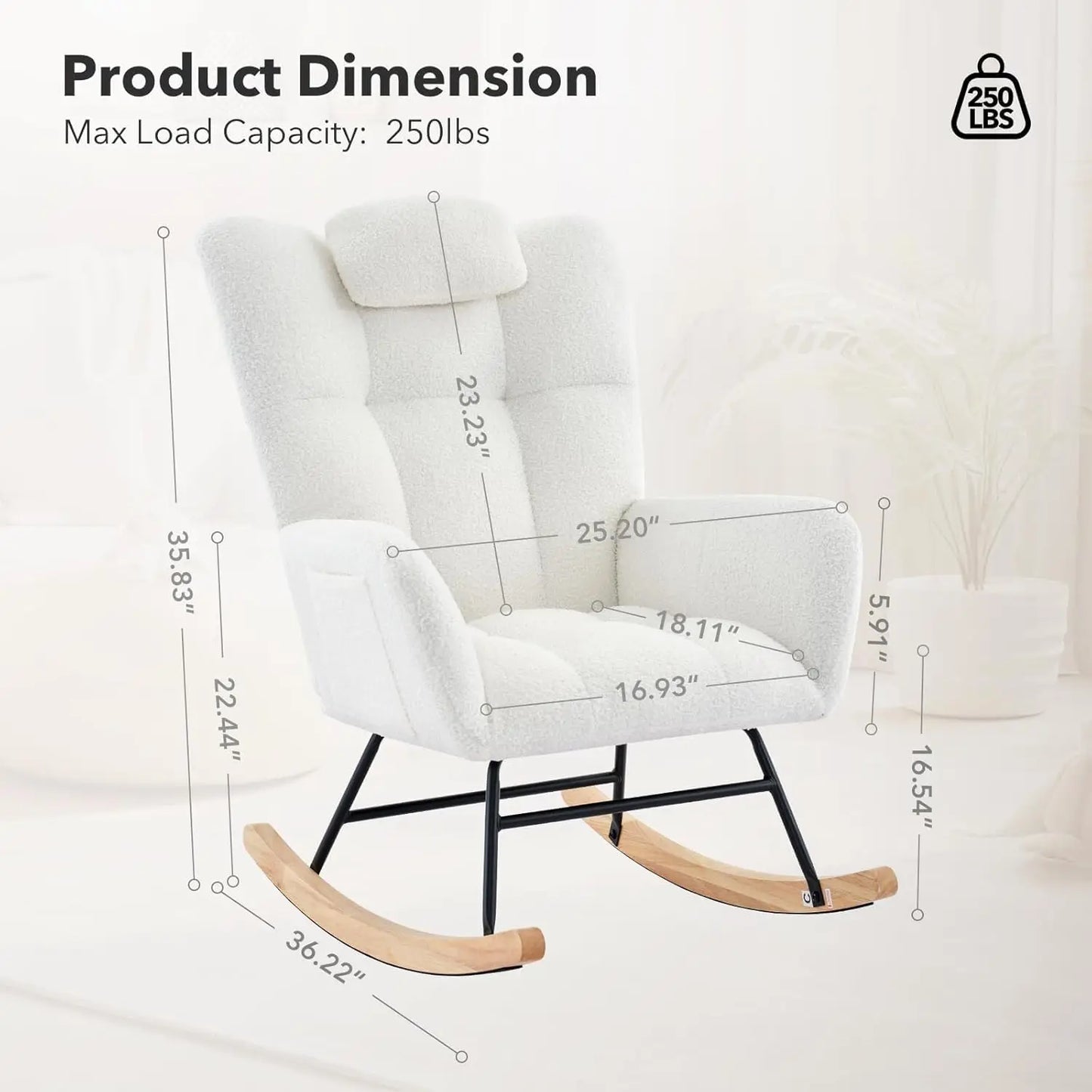 Studyset Modern Nursery Rocking Chair With Side Pocket