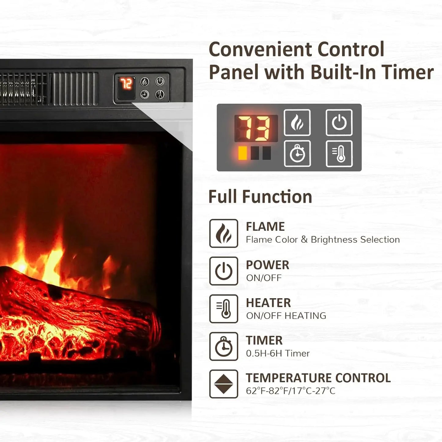 Electric Fireplace With Mantel Cabinets TV Stand Living Room