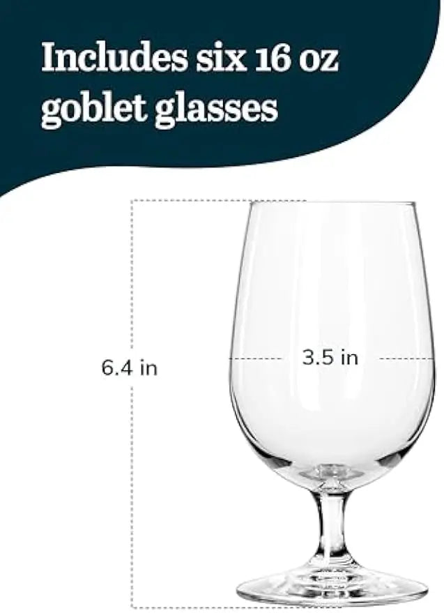 Clear Stemmed Water Goblets Set of 6 for Parties Home