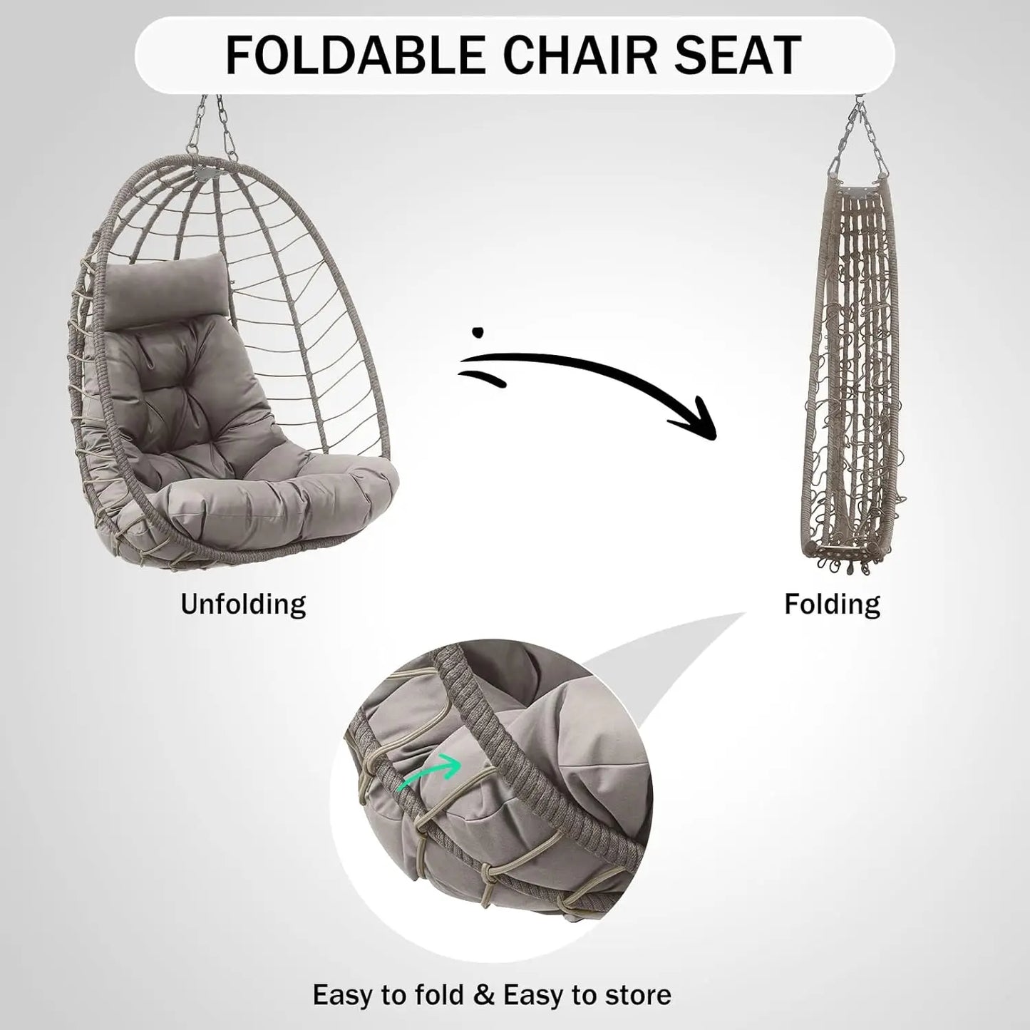 Hanging Egg Chair With Stand Outdoor Rattan Wicker Swing Chair