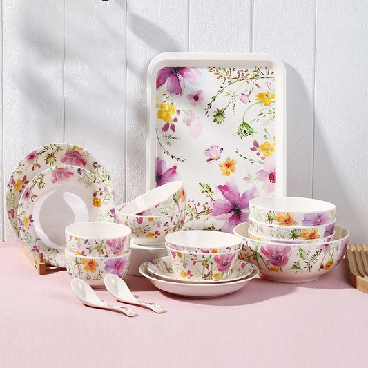 Melamine Tableware Set Elegant Bowls and Plates for Home Use