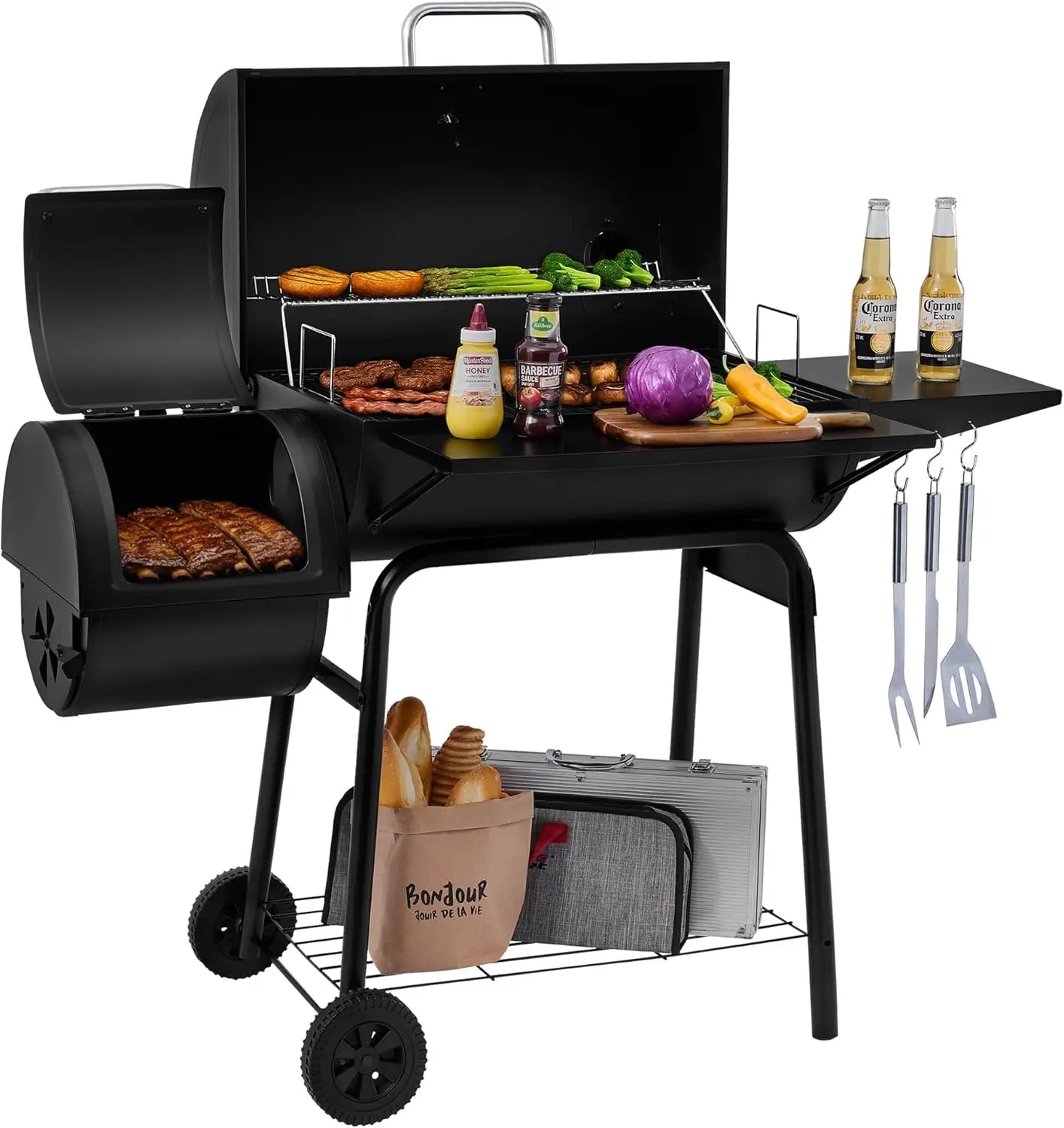 Charcoal Offset Grill Smoker for Outdoor Barbecue Grill