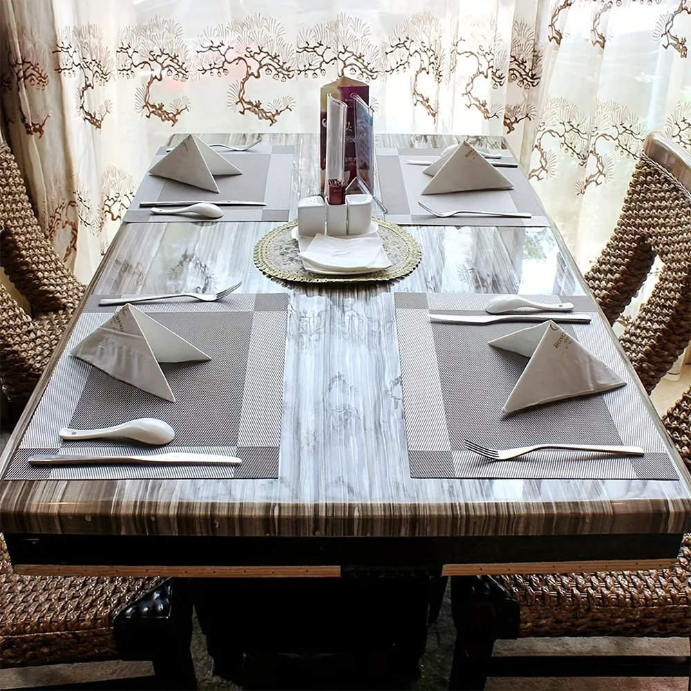 Place Mats for Kitchen Dining Table, Heat-Resistant Anti-Skid Stain Washable PVC Table Mats, Easy to Cleaning Dinner Mats